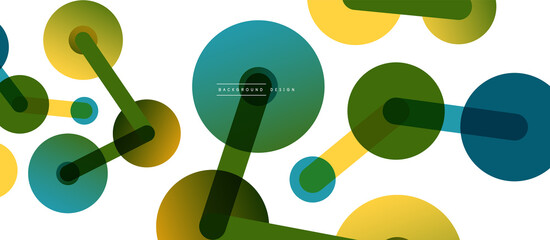 Abstract background. Round dots connected by lines. Trendy techno business template for wallpaper, banner, background or landing