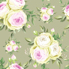 Beautiful hand drawn roses seamless pattern