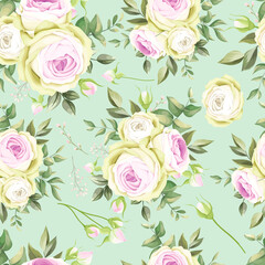 Beautiful hand drawn roses seamless pattern