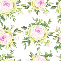 Beautiful hand drawn roses seamless pattern