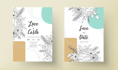 Simple wedding invitation card with peri color abstract background