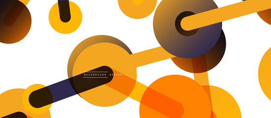 Line points connections geometric abstract background. Circles connected by lines. Trendy techno business template for wallpaper, banner, background or landing