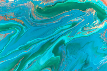 Fototapeta na wymiar Ocean wave style abstract marble blue texture.