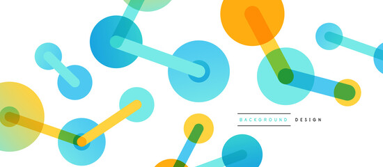 Line points connections geometric abstract background. Circles connected by lines. Trendy techno business template for wallpaper, banner, background or landing