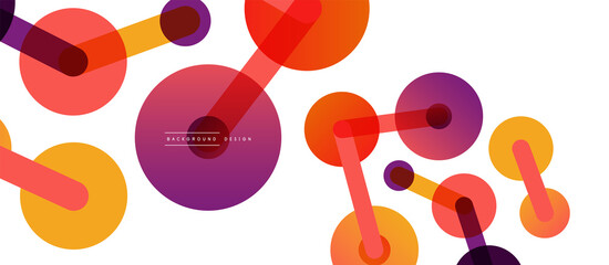 Line points connections geometric abstract background. Circles connected by lines. Trendy techno business template for wallpaper, banner, background or landing