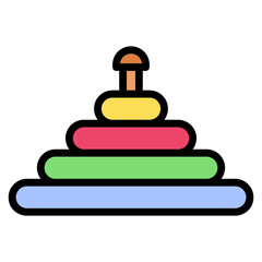 Pyramid toy filled line color icon