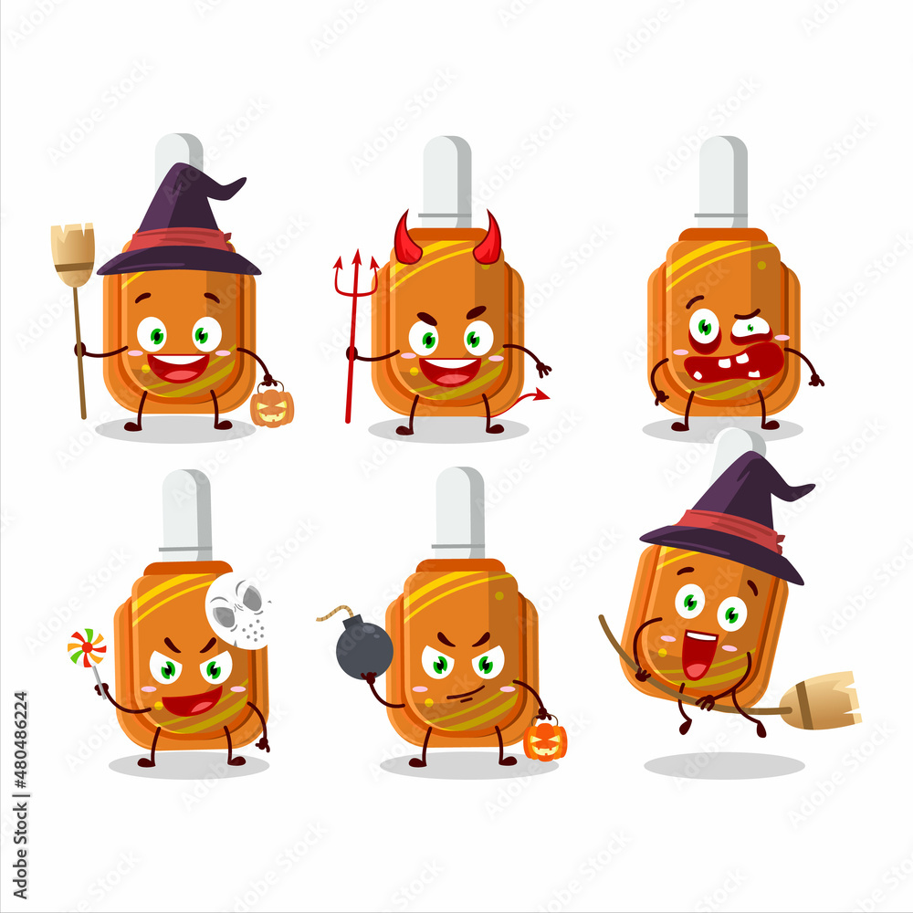 Canvas Prints halloween expression emoticons with cartoon character of orange correction pen