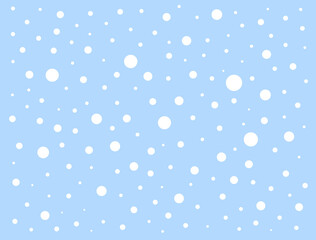 Blue background with white dots like snow.