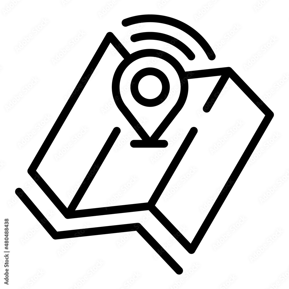 Poster new global map icon outline vector. cart pointer
