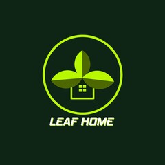 simple and cool, elegant leaf and house theme logo design.