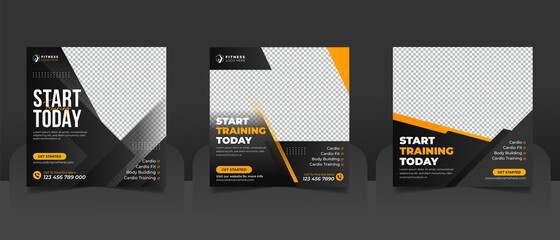 Fitness gym promotional social media post instagram web banner or square flyer template