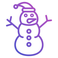 Snowman with santa hat line gradient icon