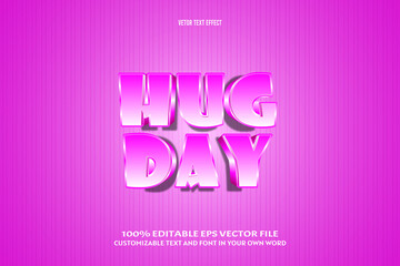 Hug day editable text effect 3 dimension emboss comic style