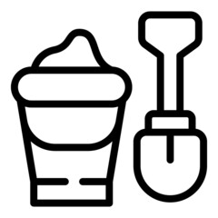 Kid sand bucket icon outline vector. Toy shovel