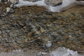 冬の風景、凍結しはじめた久慈川