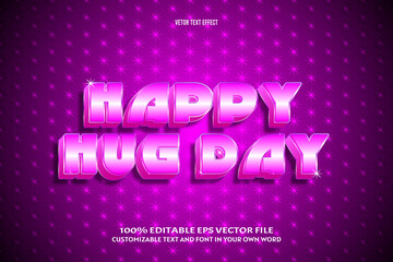 Happy hug day editable text effect 3 dimension emboss modern style