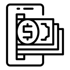Smartphone online money icon outline vector. Card digital