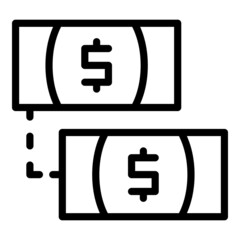 Cash transfer icon outline vector. Money send