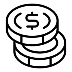 Coin stack icon outline vector. Bank mobile