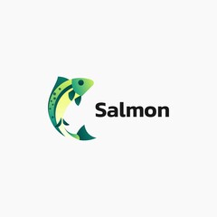 Vector Logo Illustration Salmon Gradient Colorful Style.