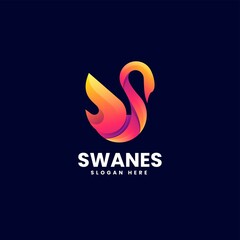 Vector Logo Illustration Swan Gradient Colorful Style.