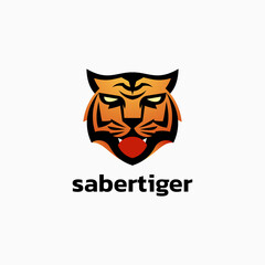 Vector Logo Illustration Saber Tiger Gradient Colorful Style.