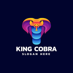 Vector Logo Illustration King Cobra Gradient Colorful Style.