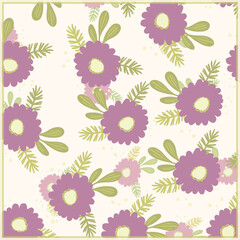 Print for kerchief, bandana, scarf, handkerchief, shawl, neck scarf. Squared pattern with ornament for fabric, textile, silk products. Paisley vector with flowers in nordic style.Floral folk tracery