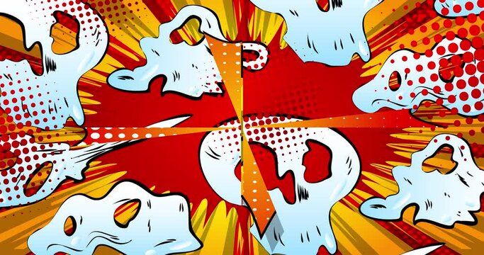Retro comic style Speech Bubble background. Manga cartoon backdrop stock video. Pop art comics intro. Motion poster. 4k animated moving, changing wallpaper.