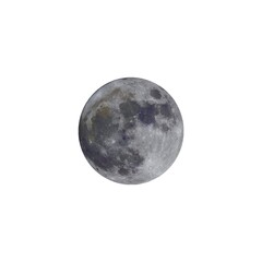 Real moon isolated on white background
