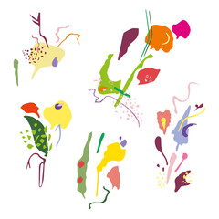 Set and composition of contemporary abstract shapes. Hand drawn style trendy elements.