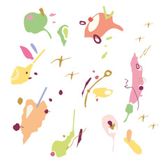 Set and composition of contemporary abstract shapes.  Hand drawn style trendy elements. 