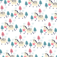 Illustration graphic seamless pattern cute zebra premium vector
for kids and baby. Print on cloth, fabric, linen, textile and wallpaper background