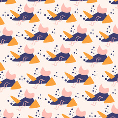 Illustration vector of abstract shapes fluid and lines seamless pattern for background premium vector
for kids and baby. Print on cloth, fabric, linen, textile and wallpaper background