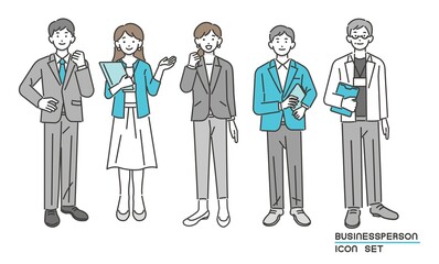 スーツ姿で働く会社員のベクターイラスト素材／ビジネス／ビジネスパーソン／人々
