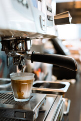 black coffee morning on coffee maker