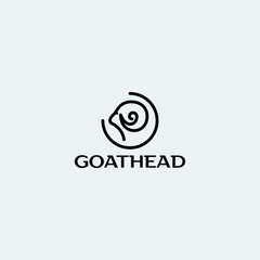 goat head logo with line vector graphic