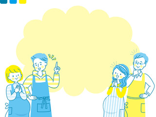 若い妊婦さんとエプロン姿の男性