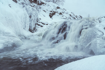 Visimo-Utkinsky waterfall in winter. Russia