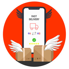 Fast delivery of goods through a mobile application