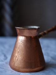 Turk with coffee on a dark background