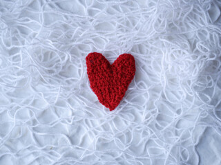 knitted heart isolated on white background