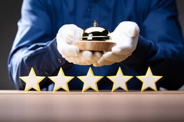 Service Bell Near Five Star Rating Icon