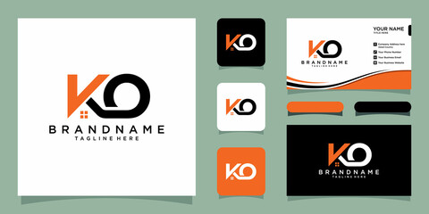 Initial KO home logo icon design vector template - obrazy, fototapety, plakaty