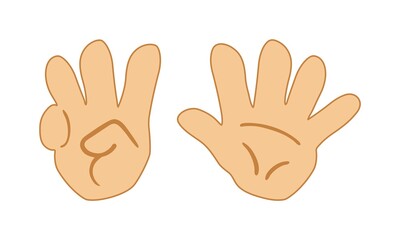 Eight fingers counting icon for education. Hands with fingers.