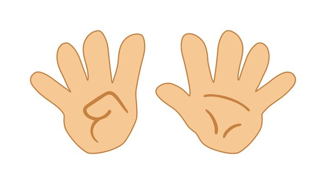 Nine fingers counting icon for education. Hands with fingers.