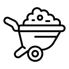 Wheelbarrow mortar icon outline vector. Builder work