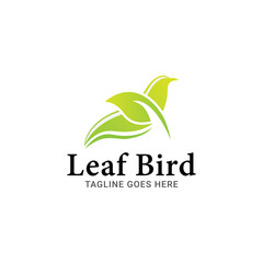 Fresh fun nature leaf bird logo icon vector template on white background.