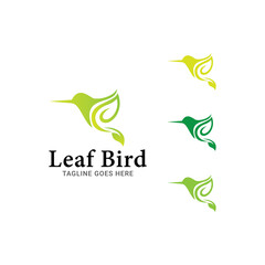 Fresh fun nature leaf bird logo icon vector template on white background.