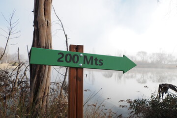 200 meter hiking sign